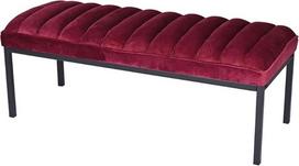 Raudonas aksomas Boudoir minkštas suoliukas Vintage Retro 116 x 45 x 43 cm Osmanų lovos taburetė Prieškambario suoliukas Glamour baldai Minkštas paminkštintas antikvarinio stiliaus prancūzų dizaino suoliukas Raudonas aksomas Baldai Persirengimo miegamasis