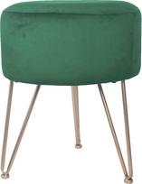 Rebecca Mobili RE6839 Apvali taburetė Kojinė Puff Green MDF Geležis Velvet Sponge Klasikinio stiliaus namų apdaila Matmenys V x Š x G: 43 x 35 x 35 cm