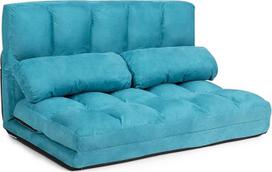 RELAX4LIFE sofa-lova su lovos funkcija, 6 lygių miegamojo kėdė, reguliuojamas atlošas, grindų sofa su 2 pagalvėlėmis, sulankstoma sofa "3 viename", iki 150 kg apkrovos, skirta svetainei, miegamajam (mėlyna)