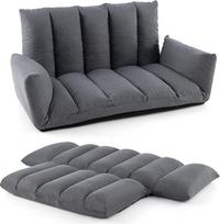 RELAX4LIFE sulankstoma grindų sofa, grindų kėdė su 5 kryptimis reguliuojamu atlošu ir porankiais, didelio tankio putų paminkštinimas, minkšta kėdė svetainei, miegamajam, 119 x 76 x 60 cm