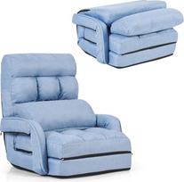 RELAX4LIFE sulankstoma sofa, grindų sofa su miego ir atsilenkimo funkcija, sulankstoma viengulė sofa su porankiu ir nugaros pagalvėle, reguliuojama sulankstoma kėdė, minkšta grindų kėdė, atlošiama kėdė namams ir biurui