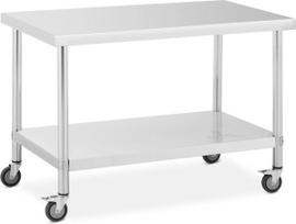 Royal Catering Metalinis maitinimo stalas ant ratukų su lentyna STAL 70 x 120 cm