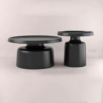 Rundes Couchtisch-Set mit stabilem Metallsockel, Mid-Century-Design für Wohnzimmer, Schlafzimmer und Büro
