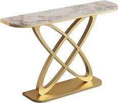 Rustic Entrance Console Table with Shelves Siauras ilgas sofos staliukas svetainei ir prieškambariui - aukso spalvos, 140 x 30 cm (55,1 x 11,8) - stilingas sprendimas jūsų namams
