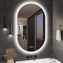 S'bagno Vonios veidrodis su LED žibintais 100 x 60 cm ovalus sieninis veidrodis "Bluetooth" veidrodis LED vonios veidrodis su jutikliniu jungikliu, nuėmimo funkcija ir apšvietimu IP44 atsparus vandeniui
