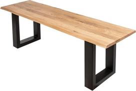 SAM Enrico suolas 120 x 42 cm ąžuolo masyvo mediena + alyvuota, juodai dažytas metalinis rėmas, valgomojo kambario suolas, tikra mediena, medžio masyvo suolas, medžio krašto suolas