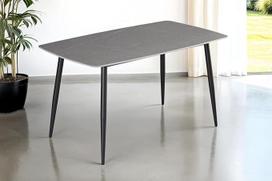 SAM Milano valgomojo stalas 140 x 80 cm, pilkos matinės keramikos stalviršis, valgomojo stalas / keraminis stalas apvaliais kampais, 4 kojų metalinis rėmas, juodas, lengvai prižiūrimas keraminis stalas