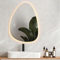 SANYCASA išmanusis vonios kambario veidrodis su LED apšvietimu, apsaugotas nuo rūko, reguliuojamo apšvietimo, 3 spalvų temperatūros, asimetriškas, jautrus lietimui, be grąžto, 80 x 55 cm