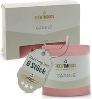 SCENTMOODS kaimiškų žvakių rinkinys - 6 rankų darbo koralinės žvakės - 5 x 5 cm, ilgai dega - natūralus augalinis vaškas be palmių aliejaus - nekvepiančios