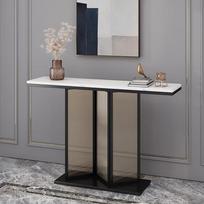 Schmaler Konsolentisch, Konsolentisch, Eingangstisch, schmaler Sofatisch für das Wohnzimmer, Konsolen-Kaffeebarschrank, mit Metallrahmen, Eingangstisch für Sofa, Foy, Black 80cm/31.5in