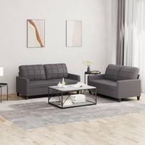 ShGaxin 2 dalių sofos komplektas su pagalvėlėmis Pilka dirbtinės odos sofa lova Sofa lova Sofa lova Sofa lova Poilsio sofos ir sofos 3201360