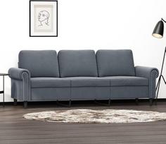 ShGaxin 3 vietų sofa, tamsiai pilka, 180 cm, aksomas, svetainės sofa, Sofos ir kušetės, Poilsio sofa, Svetainės sofa - 359540