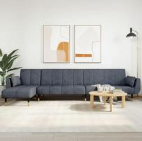 ShGaxin 3157207 L formos sofa lova 275 x 140 x 70 cm Velvet Sofa lova Sofos ir sofos Relax Sofa Tamsiai pilka