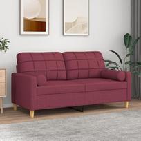 ShGaxin 3200788 2-vietė sofa su dekoratyvinėmis pagalvėlėmis Vyno raudona 140 cm audinys, Sofos ir kušetės, Sofa svetainė, Sofa paauglių kambariui, Sofa poilsiui, Sofa miegamajam, Miegamojo sofa, Minkšta sofa