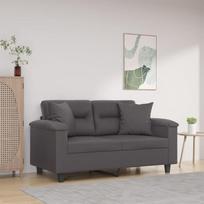 ShGaxin 3200985 2-vietė sofa su dekoratyvinėmis pagalvėlėmis, pilka 120 cm, dirbtinė oda, poilsio sofa, sofos ir sofos, poilsio sofa, sofa svetainei