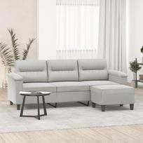 ShGaxin 3201232 3-vietė sofa su taburete, šviesiai pilka, 180 cm, mikropluošto audinys, poilsio sofa, sofos ir kušetės, poilsio sofa, sofa svetainei, sofa su miego funkcija