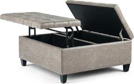 SIMPLIHOME "Harrison Square Transition Ottoman" 36 colių pločio kavos staliukas, skirtas saugojimui, skirtas gyvenamajam kambariui, miegamajam