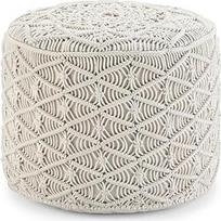 SIMPLIHOME Coates Boho Macrame natūralios medvilnės apvalus pufas gyvenamajam kambariui, miegamajam, vaikų kambariui