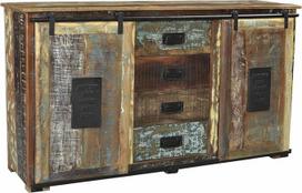 SIT-Möbel Jupiter 11303-98 Spintelė, 2 durys ir 4 stalčiai, perdirbta regeneruota mediena, spalvotas lakas, 150 x 38 x 81 cm