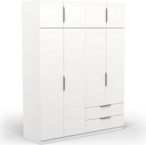 Šiuolaikinė drabužinė "Armoire Dressing Avec Penderie Modern", 8 angos, 5 stalčiai, 2 durys - Coloris Blanc Mat - 157,3 x 51,1 x 203 cm