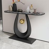 Šiuolaikinis konsolinis staliukas su dirbtinio marmuro stalviršiu, metalinėmis kojomis, stilingas akcentinis staliukas prieškambaryje, prieškambaryje, svetainėje - pilkas, 100 x 30 cm (39,3 x 11,8)