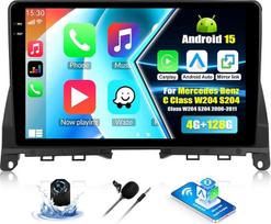 SIXTOP 4G + 128G "Android" automobilinis radijas "Mercedes Benz" C klasei W204 S204 2006-2011 su belaidžiu "CarPlay" "Android" automobilinis radijas su 9 colių ekranu su "Bluetooth" FM RDS radiju GPS WiFi SWC EQ atbulinės eigos kamera