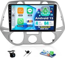 SIXTOP 4GB + 64GB "Android 15" automobilinis radijo imtuvas "Hyundai i20" (2008-2012 m.) su 9 colių HD jutikliniu ekranu, belaidžiu "CarPlay" ir "Android Car", "WiFi", GPS, "Bluetooth 5.0", FM/RDS radiju, EQ, galinio vaizdo kamera ir vairo mechanizmu