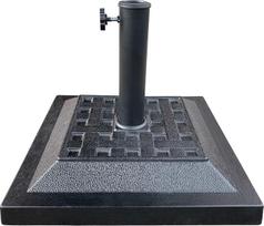 Skėčio pagrindas, skėčio pagrindas, 38-48 mm strypas, 44 x 44 x 33 cm, juodas, polirezino medžiaga, sodo skėčio pagrindas, kvadratinis, 12 kg, Active Garden