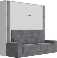 SMARTBett spintelės lovos komplektas su sofa M1 180 x 200 cm + 2 stacionarios lentynos su LED Pearl Grey