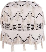 Smėlio ir juodos spalvos pufas 50 x 50 cm medvilninis boho stiliaus kutais Thondi