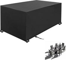 Sodo baldų dangteliai 200x100x100cm Juoda 420D Heavy Duty Oxford audinys Vėjo atsparus sniegui UV spinduliams Padidintas atsparumas plyšimui su 4 vėjo nepraleidžiančiomis sagtimis Stačiakampis atsparus vandeniui