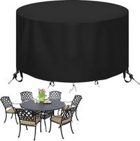Sodo baldų dangteliai Vandeniui atsparus apvalus rotango stalo dangtelis 190x80cm Heavy Duty Patio lauko valgomasis stalas Kavos staliukas Kėdės dangtelis Apsauga