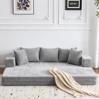 Sofa lova 200 x 140 cm, sulankstomas čiužinys svečiams, sulankstoma grindų sofa su 5 pagalvėlėmis, 20 cm storio, gera atrama, patogi, sertifikuota "Oeko-Tex