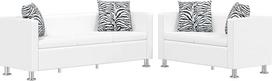 Sofos ir sofos Šiuolaikinė sofa svetainei iš dirbtinės odos, balta, 2-vietė + 3-vietė