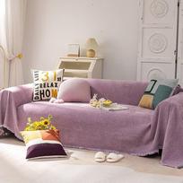 Sofos užvalkalas Sofos lova Violetinė skalbiama sofos apsaugos danga Slipcover Couch Plain with Fringes Made of Chenille 180 x 130 cm