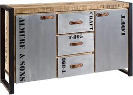 Solid Mango baldai Spausdintas viršus Pramonės stilius Sideboard Solid Wood Iron Factory # 132