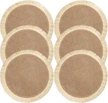 SOLUSTRE 6 Stück Runde Tischsets aus Jutegewebe Fein Verarbeitet Stilvolle Platzsets für Zuhause und Geschenk Hitzebeständig und Strapazierfähig