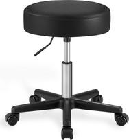 SONGMICS 46-58 cm pasukama taburetė ant ratukų su dirbtinės odos sėdyne