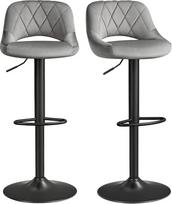 SONGMICS LJB072G01 Baro kėdės, 2 vnt., virtuvės kėdės su tvirtu metaliniu rėmu, kėdės su aksominiais apmušalais, atramomis kojoms, reguliuojamo aukščio sėdynėmis, lengvai surenkamos, retro, tamsiai pilkos spalvos