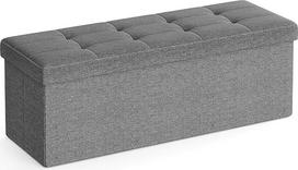 SONGMICS taburetė su laikymo vieta, LSF77K, sulankstomas suoliukas, 38 x 110 x 38 cm kojų suolelis, laikymo dėžė, maksimali apkrova 300 kg, skirtas svetainei, miegamajam, prieškambariui, šiferio pilkos spalvos