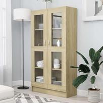 Sonoma ąžuolo vitrina 82,5 x 30,5 x 150 cm Medienos medžiaga Knygų spinta su durimis Svetainės vitrina