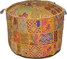 Sophia Art Indian Pouf Stool Vintage Patchwork puošia Patchwork Gyvenamasis kambarys Osmanų padengti, 22 X 14 colių, tik padengti, užpildas neįtrauktas