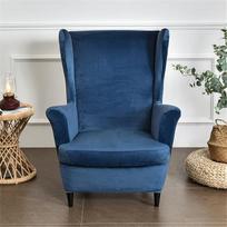 Sparnų kėdės Slipcover rinkinys iš 2 - 2 in 1 dizainas Nuimamas minkštas minkštas Velvet Wing Back kėdės dangteliai Kėdžių tempimo dangteliai