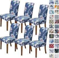 SPRINGRICO Kėdžių dangteliai valgomajam 6 Pack, Stretch valgomojo kėdės dangtelis, plaunamas Spandex virtuvės Parsons kėdės Slipcovers, nuimamas sėdynės apsauga namams ar vakarėliui (rinkinys iš 6, in Bloom)