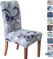 SPRINGRICO Stuhlhussen für Esszimmer, universelle Stretch-Passform, waschbar, für Küche, Parson, Spandex, abnehmbarer Schonbezug für Restaurant, Hotel, Zeremonie (1er-Set, Blumengrau 1)