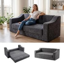 Sulankstoma 2 vietų sofa lova: Sofa be kaulų su miego funkcija, skalbiama sulankstoma sofa, svečių lova, modulinė sofa-lova svetainei, miegamajam (tamsiai pilka) | Faltbares sofa