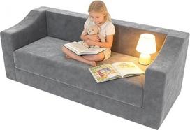 Sulankstoma sofa be kaulų Modulinė sofa-lova gyvenamajam kambariui Dvigulė sofa-lova su miego funkcija 2 in 1 sofa-lova gyvenamajam kambariui su giliomis sėdynėmis Nereikia surinkti Pilka
