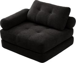 Sulankstoma sofa lova, 4-in-1 sulankstomas pupelių maišas sofa su reguliuojamais porankiais, sofa be kaulų kaip svečių lova, žaidimų kėdė ir poilsio sofa mažoms erdvėms, bendrabutis (juoda)