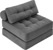 Sulankstoma sofa-lova, 4-in-1 konvertuojama kėdė-lova ir pupelių maišo kušetė, erdvę taupanti svečių lova mažiems butams, koledžo bendrabučiui, svetainei ir miegamajam, nereikia surinkti (pilka)