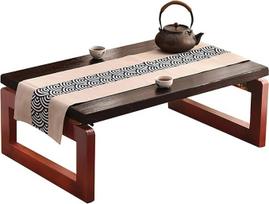 Sulankstomas kavos staliukas iš medžio masyvo japonų grindų lentelė Žemas grindų stalas Derliaus arbatos stalas Kotatsu stalas Sulankstomas valgomojo stalas Pikniko stalas (35,5 x 19,7 x 11,8 colių, b